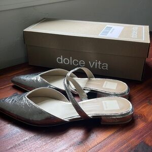 Dolce Vita Metallic slip on point flats